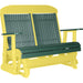 LuxCraft LuxCraft Green 4 ft. Recycled Plastic Highback Outdoor Glider Bench Green on Yellow Highback Glider 4CPGGY