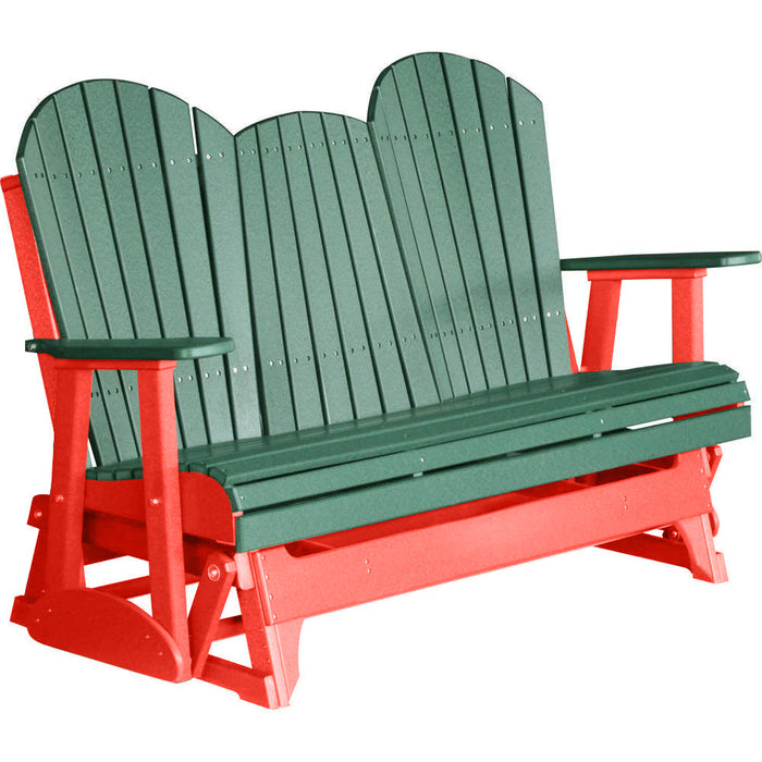 LuxCraft LuxCraft Green 5 ft. Recycled Plastic Adirondack Outdoor Glider Green on Red Adirondack Glider 5APGGR