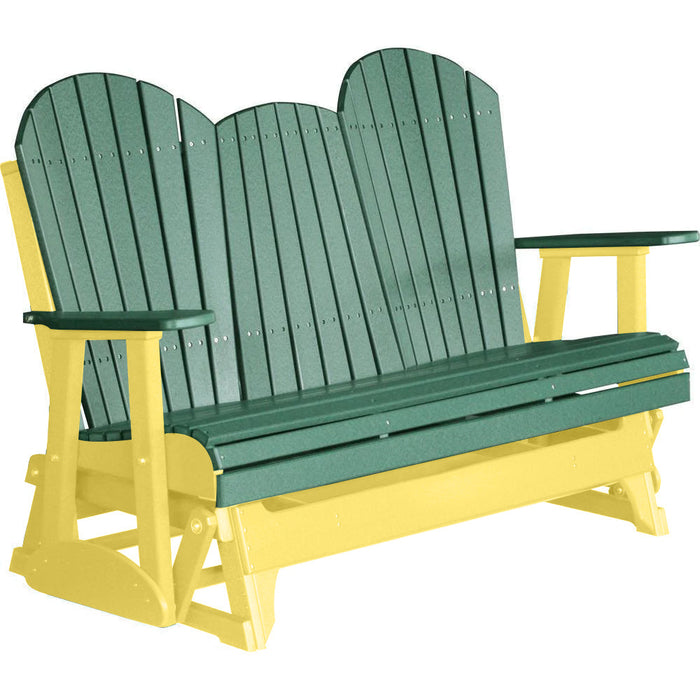 LuxCraft LuxCraft Green 5 ft. Recycled Plastic Adirondack Outdoor Glider Green on Yellow Adirondack Glider 5APGGY