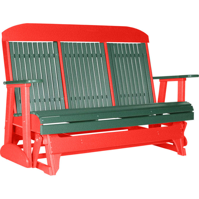 LuxCraft LuxCraft Green 5 ft. Recycled Plastic Highback Outdoor Glider Green on Red Highback Glider 5CPGGR