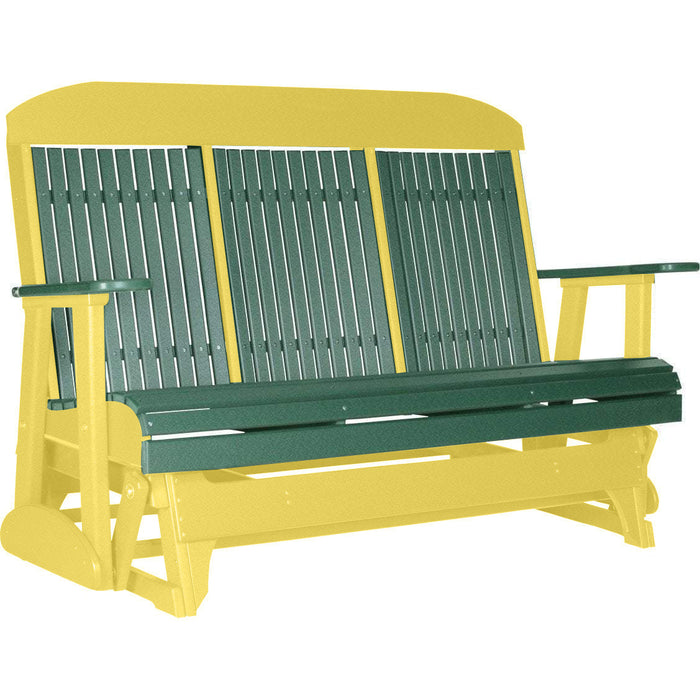 LuxCraft LuxCraft Green 5 ft. Recycled Plastic Highback Outdoor Glider Green on Yellow Highback Glider 5CPGGY