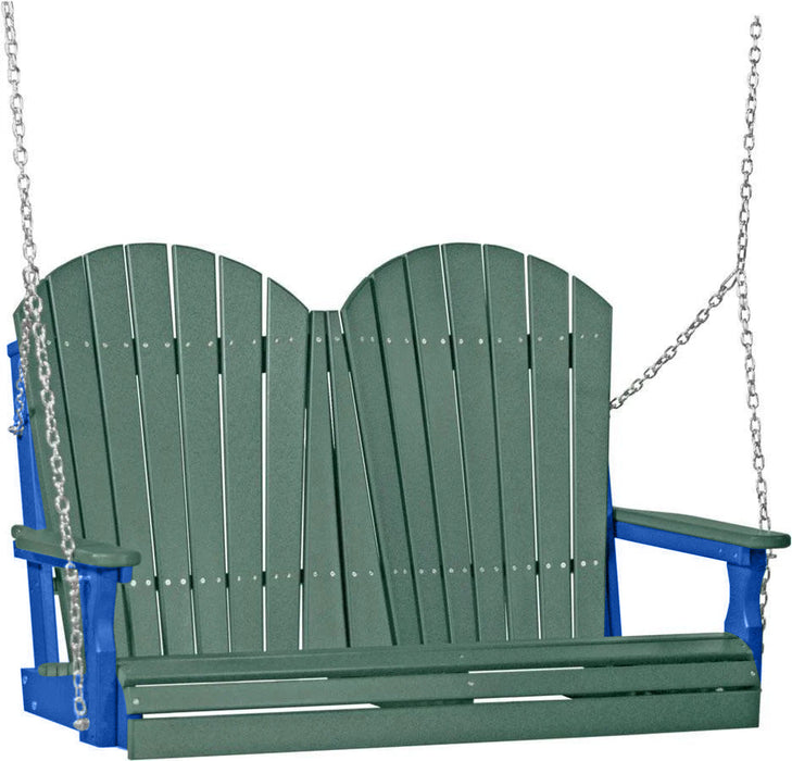LuxCraft LuxCraft Green Adirondack 4ft. Recycled Plastic Porch Swing Green on Blue / Adirondack Porch Swing Porch Swing 4APSGBL