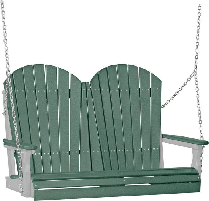 LuxCraft LuxCraft Green Adirondack 4ft. Recycled Plastic Porch Swing Green on Dove Gray / Adirondack Porch Swing Porch Swing 4APSGDG