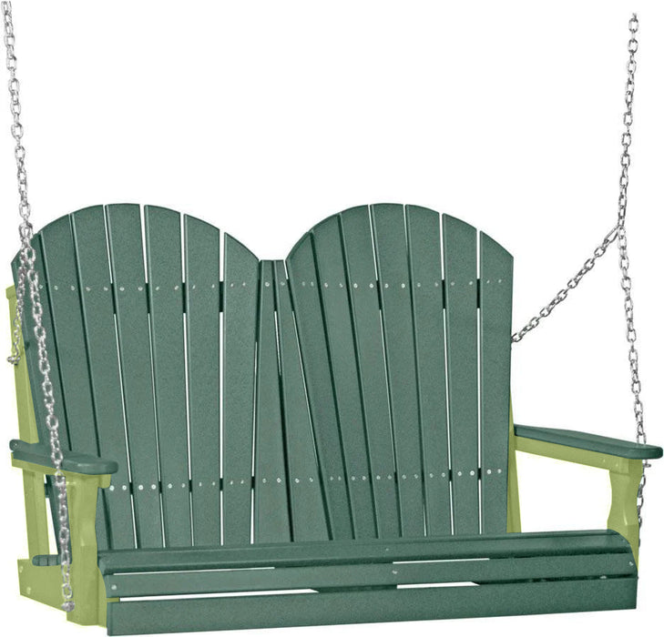 LuxCraft LuxCraft Green Adirondack 4ft. Recycled Plastic Porch Swing Green on Lime Green / Adirondack Porch Swing Porch Swing 4APSGG