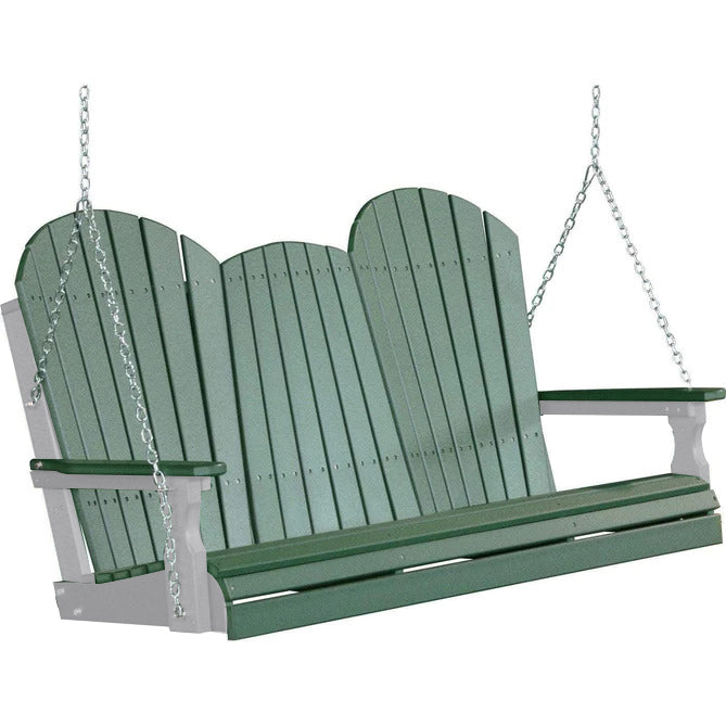 LuxCraft LuxCraft Green Adirondack 5ft. Recycled Plastic Porch Swing Green on Dove Gray / Adirondack Porch Swing Porch Swing 5APSGDG
