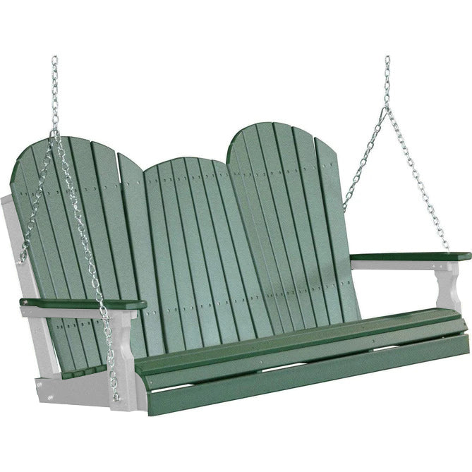 LuxCraft LuxCraft Green Adirondack 5ft. Recycled Plastic Porch Swing Green on Gray / Adirondack Porch Swing Porch Swing 5APSGGR
