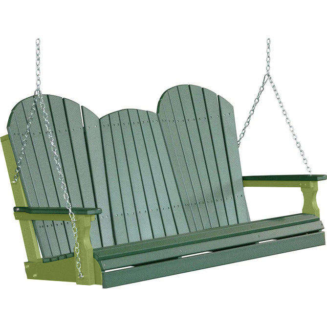 LuxCraft LuxCraft Green Adirondack 5ft. Recycled Plastic Porch Swing Green on Lime Green / Adirondack Porch Swing Porch Swing 5APSGLG