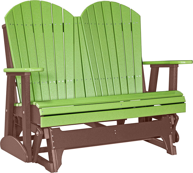 LuxCraft LuxCraft Lime Green 4 ft. Recycled Plastic Adirondack Outdoor Glider Lime Green on Chestnut Brown Adirondack Glider 4APGLGCB