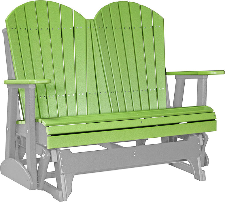 LuxCraft LuxCraft Lime Green 4 ft. Recycled Plastic Adirondack Outdoor Glider Lime Green on Gray Adirondack Glider 4APGLGGR