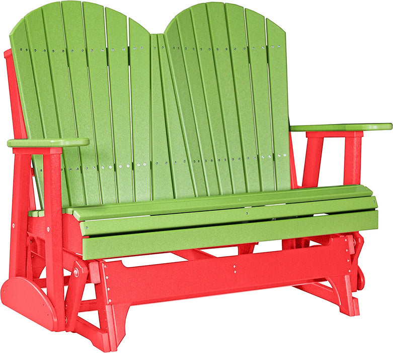 LuxCraft LuxCraft Lime Green 4 ft. Recycled Plastic Adirondack Outdoor Glider Lime Green on Red Adirondack Glider 4APGLGR