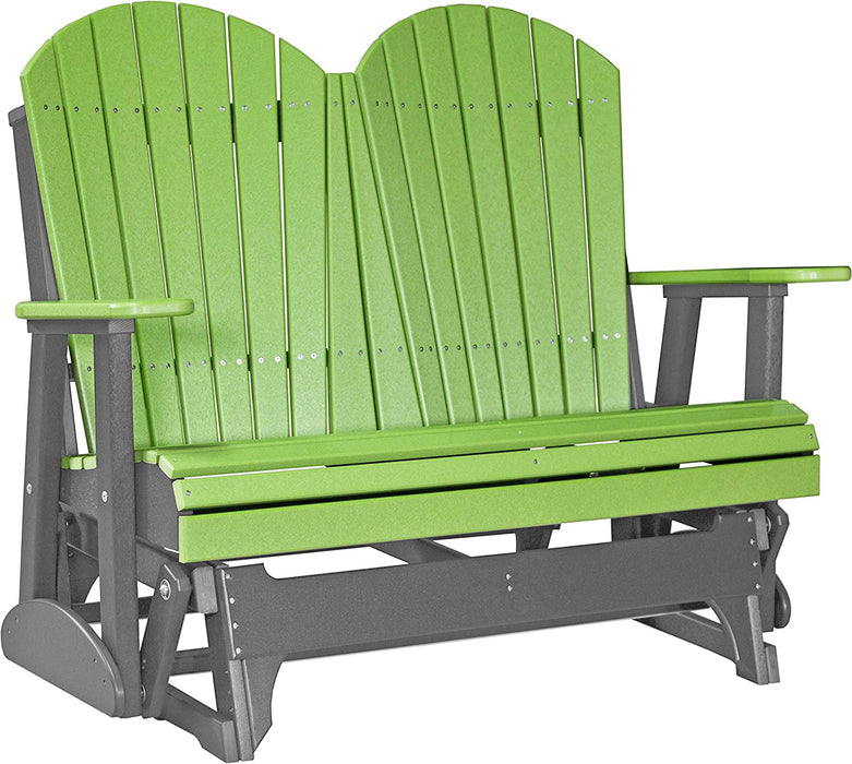 LuxCraft LuxCraft Lime Green 4 ft. Recycled Plastic Adirondack Outdoor Glider Lime Green on Slate Adirondack Glider 4APGLGS