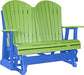 LuxCraft LuxCraft Lime Green 4 ft. Recycled Plastic Adirondack Outdoor Glider With Cup Holder Lime Green on Blue Adirondack Glider 4APGLGBL-CH