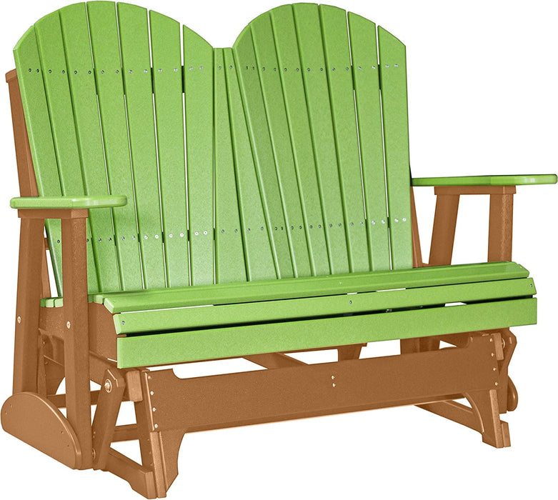 LuxCraft LuxCraft Lime Green 4 ft. Recycled Plastic Adirondack Outdoor Glider With Cup Holder Lime Green on Cedar Adirondack Glider 4APGLGC-CH
