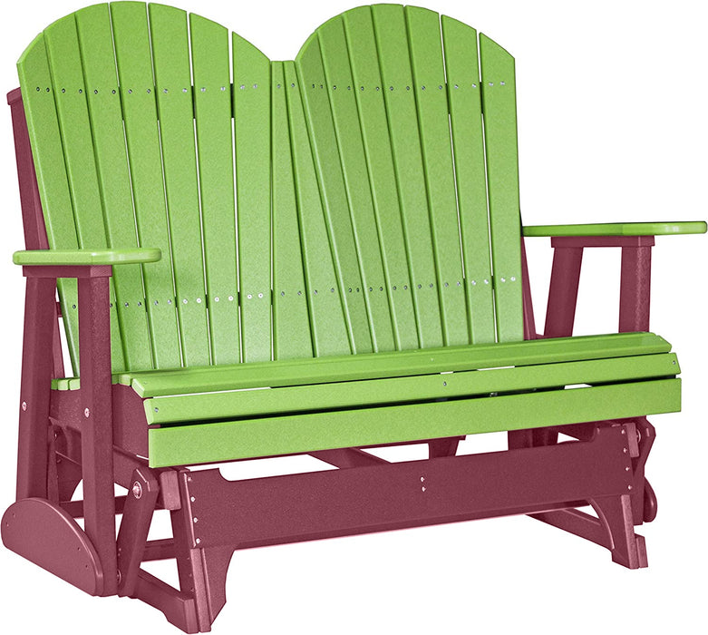 LuxCraft LuxCraft Lime Green 4 ft. Recycled Plastic Adirondack Outdoor Glider With Cup Holder Lime Green on Cherrywood Adirondack Glider 4APGLGCW-CH