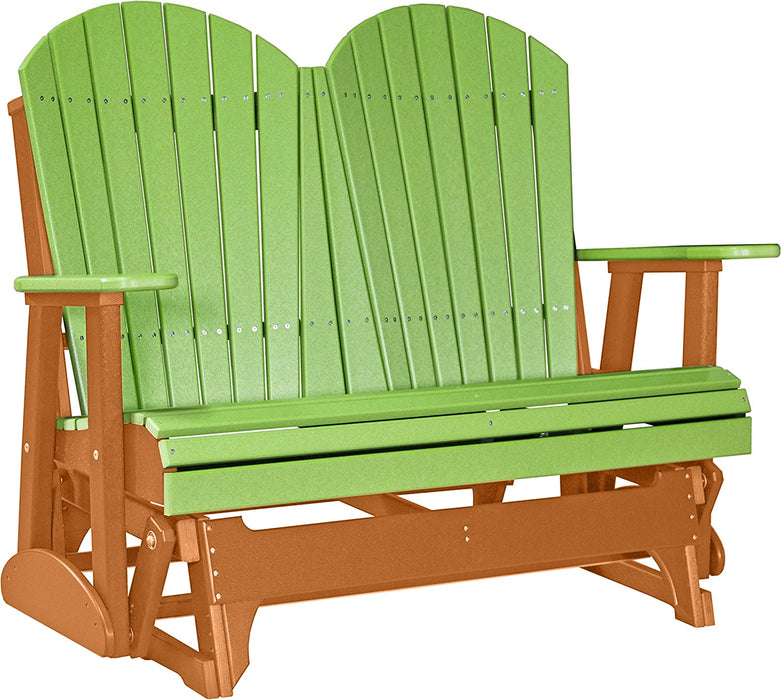 LuxCraft LuxCraft Lime Green 4 ft. Recycled Plastic Adirondack Outdoor Glider With Cup Holder Lime Green on Tangerine Adirondack Glider 4APGLGT-CH