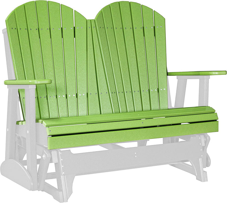 LuxCraft LuxCraft Lime Green 4 ft. Recycled Plastic Adirondack Outdoor Glider With Cup Holder Lime Green on White Adirondack Glider 4APGLGWH-CH