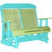 LuxCraft LuxCraft Lime Green 4 ft. Recycled Plastic Highback Outdoor Glider Bench Lime Green on Aruba Blue Highback Glider 4CPGLGAB