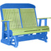 LuxCraft LuxCraft Lime Green 4 ft. Recycled Plastic Highback Outdoor Glider Bench Lime Green on Blue Highback Glider 4CPGLGBL