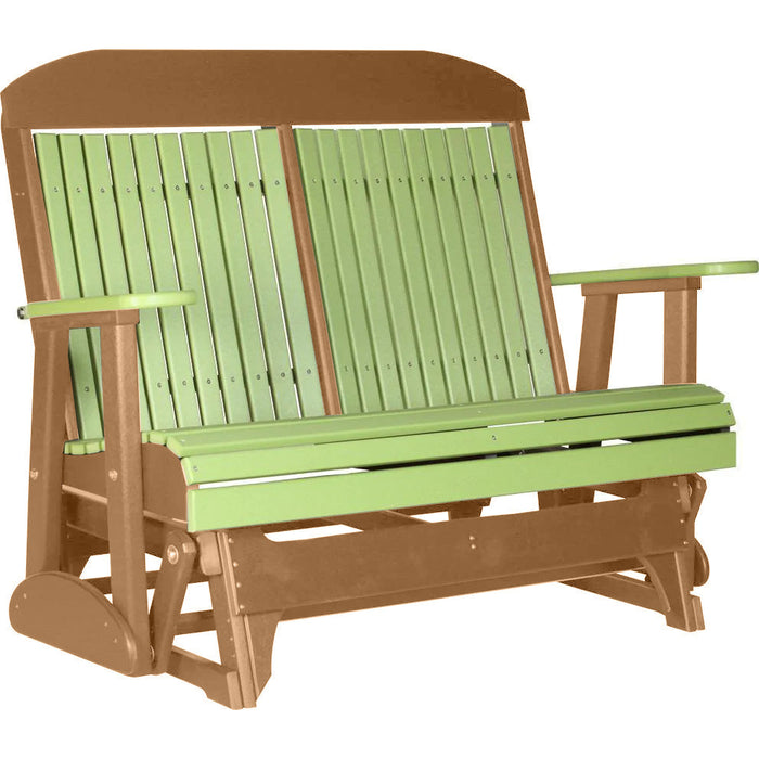 LuxCraft LuxCraft Lime Green 4 ft. Recycled Plastic Highback Outdoor Glider Bench Lime Green on Cedar Highback Glider 4CPGLGC