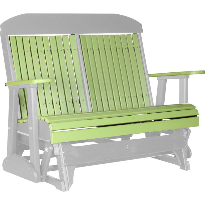 LuxCraft LuxCraft Lime Green 4 ft. Recycled Plastic Highback Outdoor Glider Bench Lime Green on Dove Gray Highback Glider 4CPGLGDG