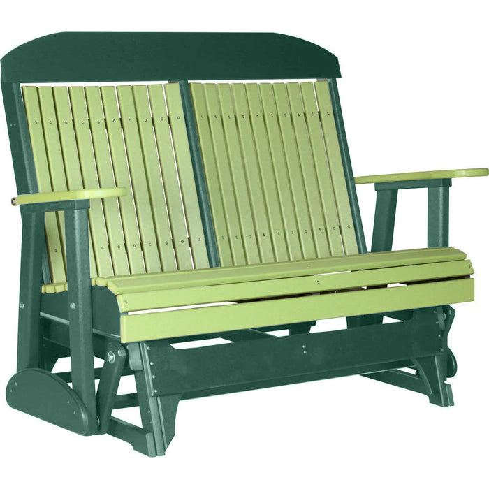 LuxCraft LuxCraft Lime Green 4 ft. Recycled Plastic Highback Outdoor Glider Bench Lime Green on Green Highback Glider 4CPGLGG