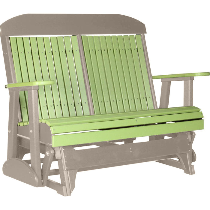LuxCraft LuxCraft Lime Green 4 ft. Recycled Plastic Highback Outdoor Glider Bench Lime Green on Weatherwood Highback Glider 4CPGLGWW