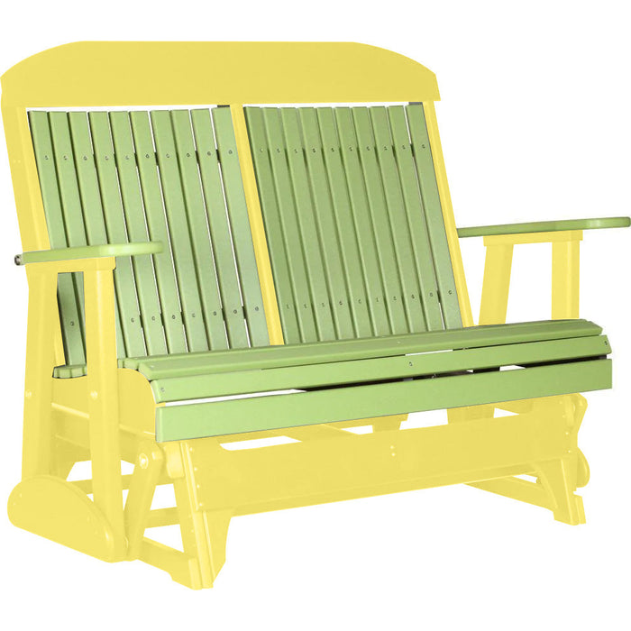 LuxCraft LuxCraft Lime Green 4 ft. Recycled Plastic Highback Outdoor Glider Bench Lime Green on Yellow Highback Glider 4CPGLGY