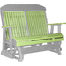 LuxCraft LuxCraft Lime Green 4 ft. Recycled Plastic Highback Outdoor Glider Bench With Cup Holder Lime Green on Gray Highback Glider 4CPGLGGR-CH