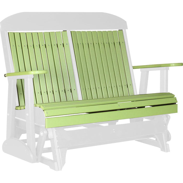 LuxCraft LuxCraft Lime Green 4 ft. Recycled Plastic Highback Outdoor Glider Bench With Cup Holder Lime Green on White Highback Glider 4CPGLGWH-CH