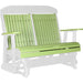 LuxCraft LuxCraft Lime Green 4 ft. Recycled Plastic Highback Outdoor Glider Bench With Cup Holder Lime Green on White Highback Glider 4CPGLGWH-CH