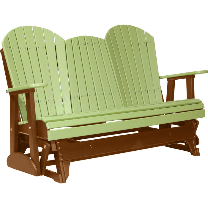 LuxCraft LuxCraft Lime Green 5 ft. Recycled Plastic Adirondack Outdoor Glider Lime Green on Antique Mahogany Adirondack Glider 5APGLGAM