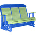LuxCraft LuxCraft Lime Green 5 ft. Recycled Plastic Highback Outdoor Glider Lime Green on Blue Highback Glider 5CPGLGBL
