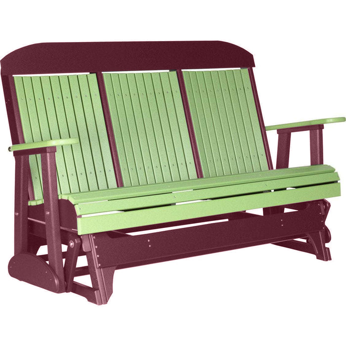 LuxCraft LuxCraft Lime Green 5 ft. Recycled Plastic Highback Outdoor Glider Lime Green on Cherrywood Highback Glider 5CPGLGCW