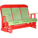 LuxCraft LuxCraft Lime Green 5 ft. Recycled Plastic Highback Outdoor Glider Lime Green on Red Highback Glider 5CPGLGR