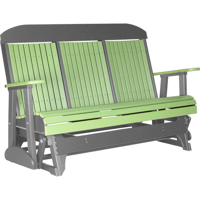 LuxCraft LuxCraft Lime Green 5 ft. Recycled Plastic Highback Outdoor Glider Lime Green on Slate Highback Glider 5CPGLGS