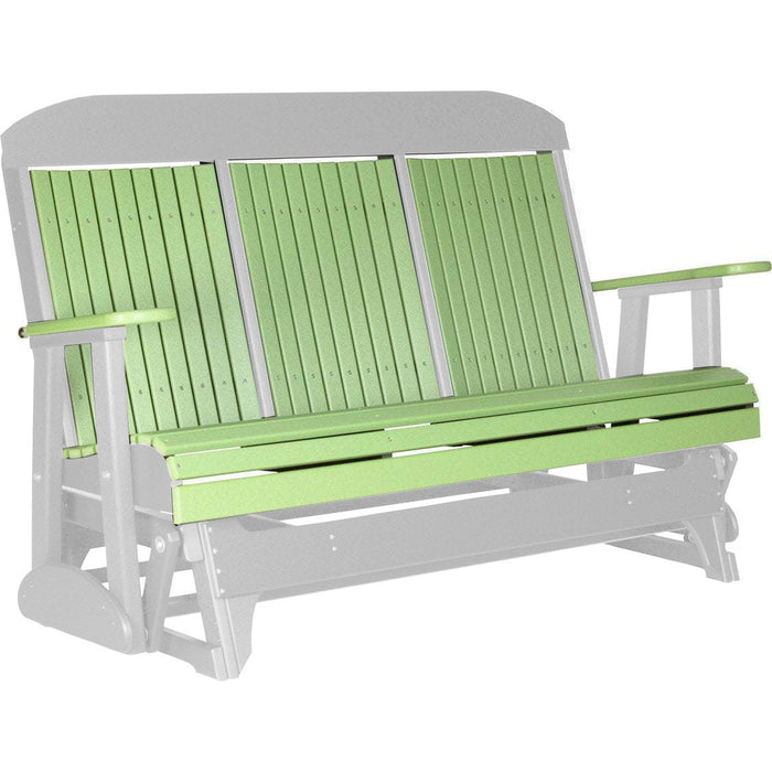 LuxCraft LuxCraft Lime Green 5 ft. Recycled Plastic Highback Outdoor Glider With Cup Holder Lime Green on Dove Gray Highback Glider 5CPGLGDG-CH