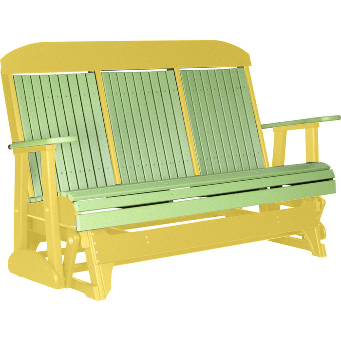 LuxCraft LuxCraft Lime Green 5 ft. Recycled Plastic Highback Outdoor Glider With Cup Holder Lime Green on Yellow Highback Glider 5CPGLGY-CH