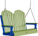 LuxCraft LuxCraft Lime Green Adirondack 4ft. Recycled Plastic Porch Swing Lime Green on Blue / Adirondack Porch Swing Porch Swing 4APSLGBL