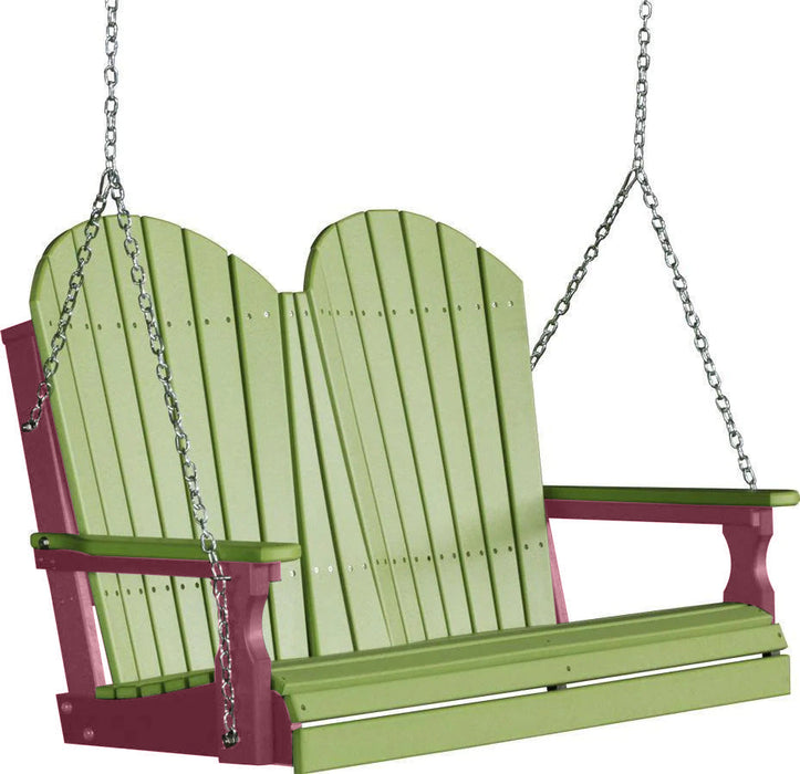 LuxCraft LuxCraft Lime Green Adirondack 4ft. Recycled Plastic Porch Swing Lime Green on Cherrywood / Adirondack Porch Swing Porch Swing 4APSLGCW