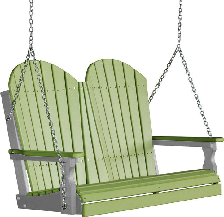 LuxCraft LuxCraft Lime Green Adirondack 4ft. Recycled Plastic Porch Swing Lime Green on Gray / Adirondack Porch Swing Porch Swing 4APSLGGR