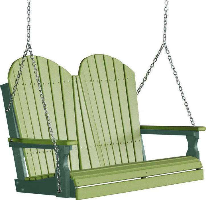 LuxCraft LuxCraft Lime Green Adirondack 4ft. Recycled Plastic Porch Swing Lime Green on Green / Adirondack Porch Swing Porch Swing 4APSLGG