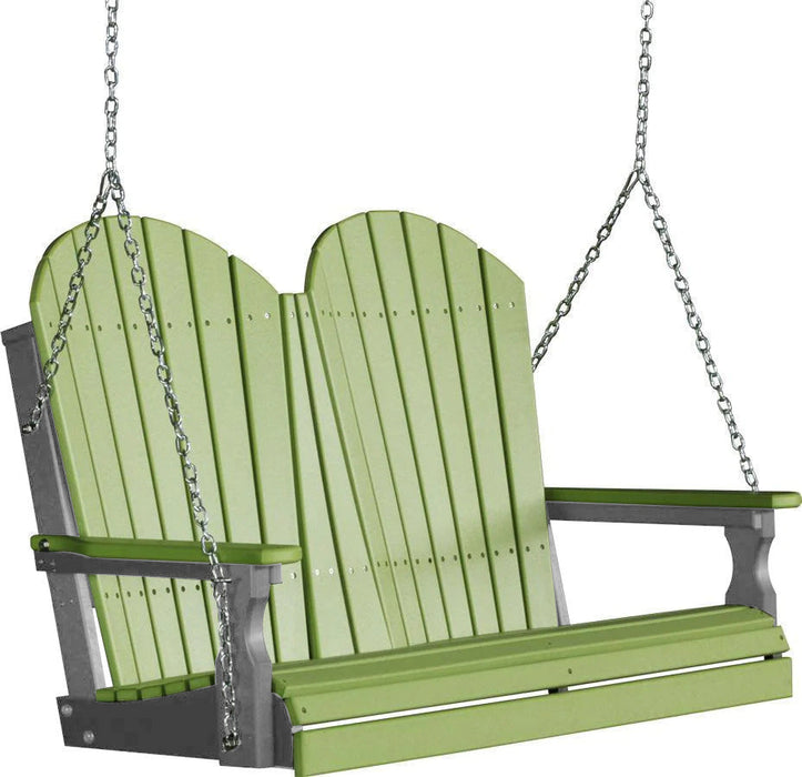 LuxCraft LuxCraft Lime Green Adirondack 4ft. Recycled Plastic Porch Swing Lime Green on Slate / Adirondack Porch Swing Porch Swing 4APSLGS