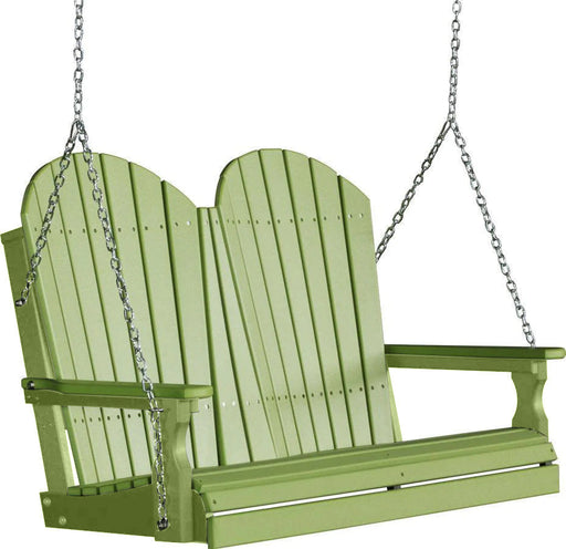 LuxCraft LuxCraft Lime Green Adirondack 4ft. Recycled Plastic Porch Swing With Cup Holder Lime Green / Adirondack Porch Swing Porch Swing 4APSLG-CH