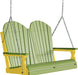 LuxCraft LuxCraft Lime Green Adirondack 4ft. Recycled Plastic Porch Swing With Cup Holder Lime Green on Yellow / Adirondack Porch Swing Porch Swing 4APSLGY-CH