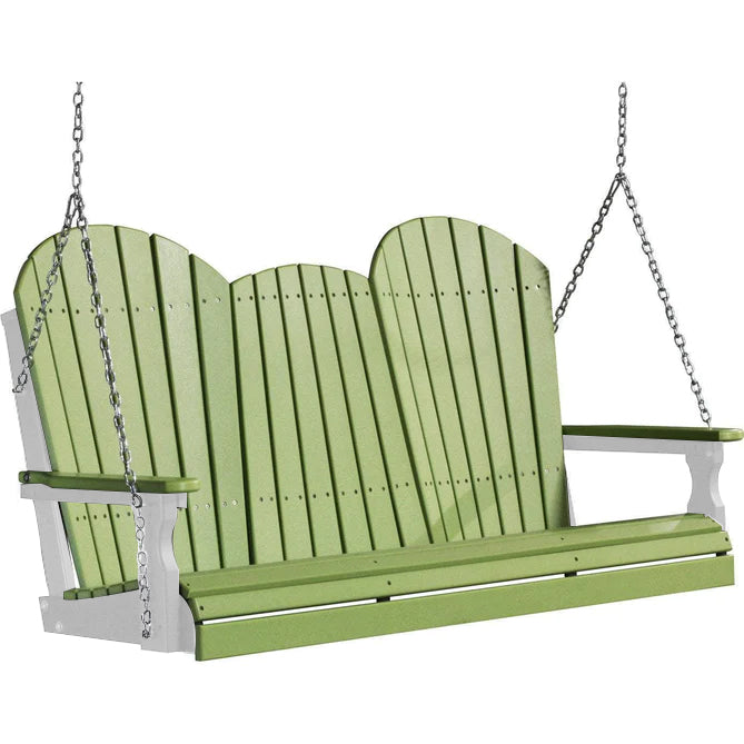 LuxCraft LuxCraft Lime Green Adirondack 5ft. Recycled Plastic Porch Swing Lime Green on Gray / Adirondack Porch Swing Porch Swing 5APSLGGR