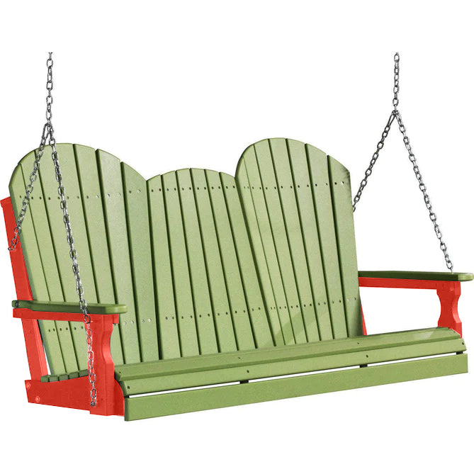 LuxCraft LuxCraft Lime Green Adirondack 5ft. Recycled Plastic Porch Swing Lime Green on Red / Adirondack Porch Swing Porch Swing 5APSLGR