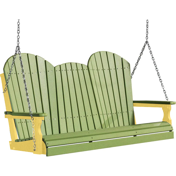 LuxCraft LuxCraft Lime Green Adirondack 5ft. Recycled Plastic Porch Swing Lime Green on Yellow / Adirondack Porch Swing Porch Swing