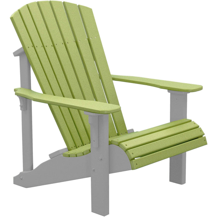 LuxCraft LuxCraft Lime Green Deluxe Recycled Plastic Adirondack Chair With Cup Holder Lime Green on Dove Gray Adirondack Deck Chair
