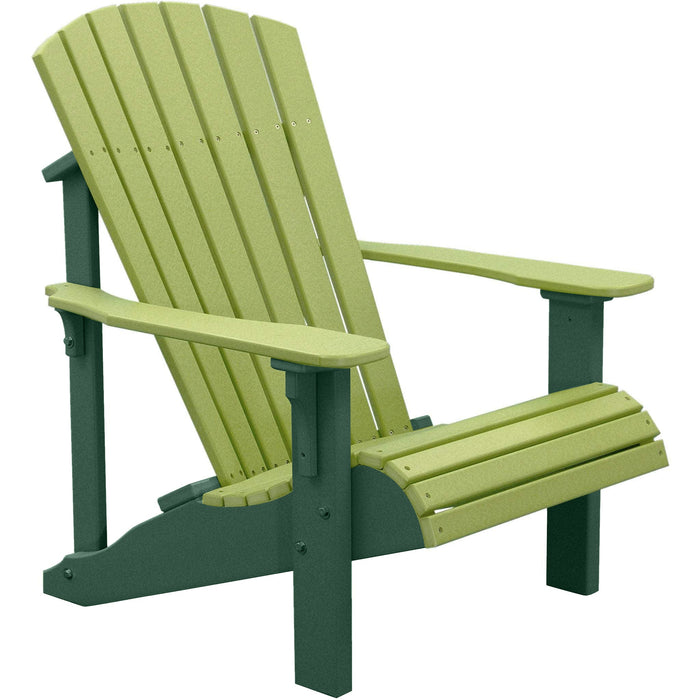 LuxCraft LuxCraft Lime Green Deluxe Recycled Plastic Adirondack Chair With Cup Holder Lime Green on Green Adirondack Deck Chair