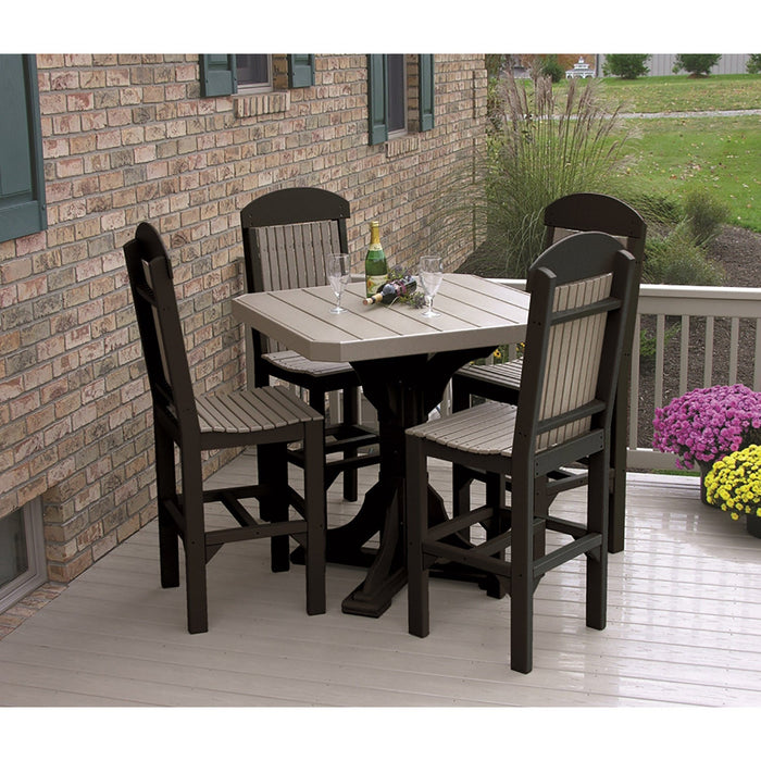 LuxCraft LuxCraft Poly 41′ Square Table Set with 4 Regular Chairs Cedar on Black Dining Sets P41ST-CB